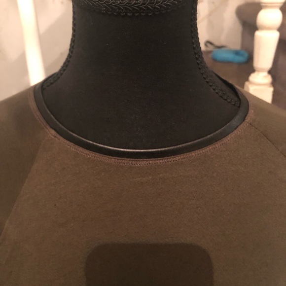 Zara khaki leather trimmed top - Picture 3 of 4